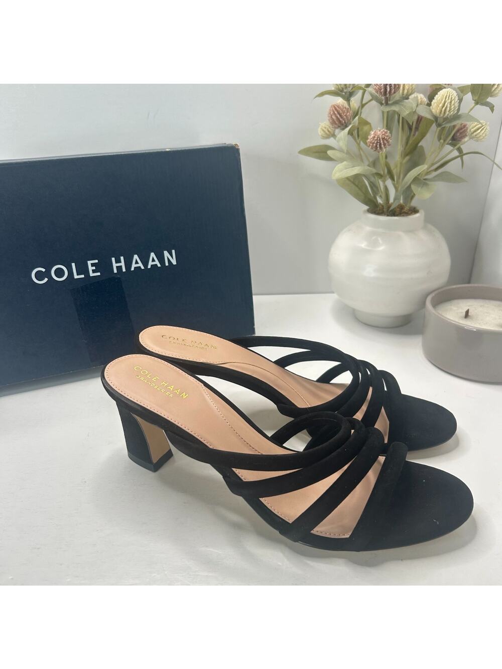 Cole Haan Adella Slide Sandal 65 Black SDE Leather W26217 Women 10.5B Tried On